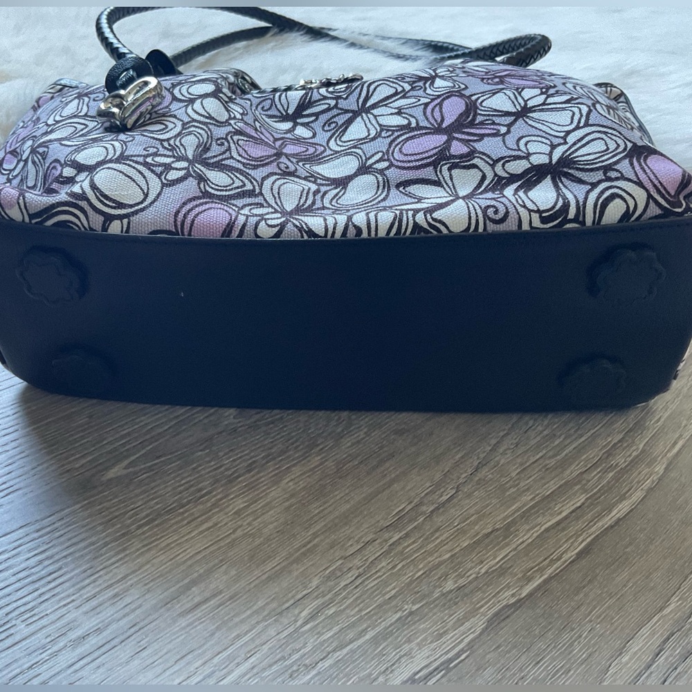 💜 BRIGHTON Lillian Bag in Butterfly Print with Floral Charm - Canvas & Leather - Picture 9 of 10